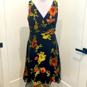 Dress Patra Black With Floral Chiffon Overlay Size 16